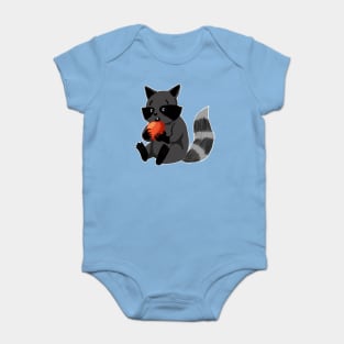 RACCOON EATING AN APPLE Baby Bodysuit